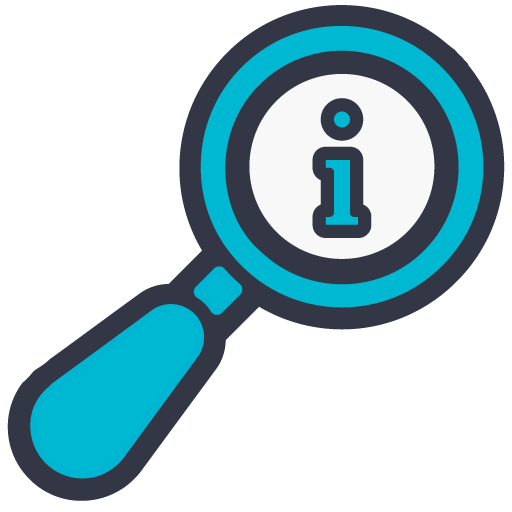 magnifying glass with a small 'i' for information pictured in the glass