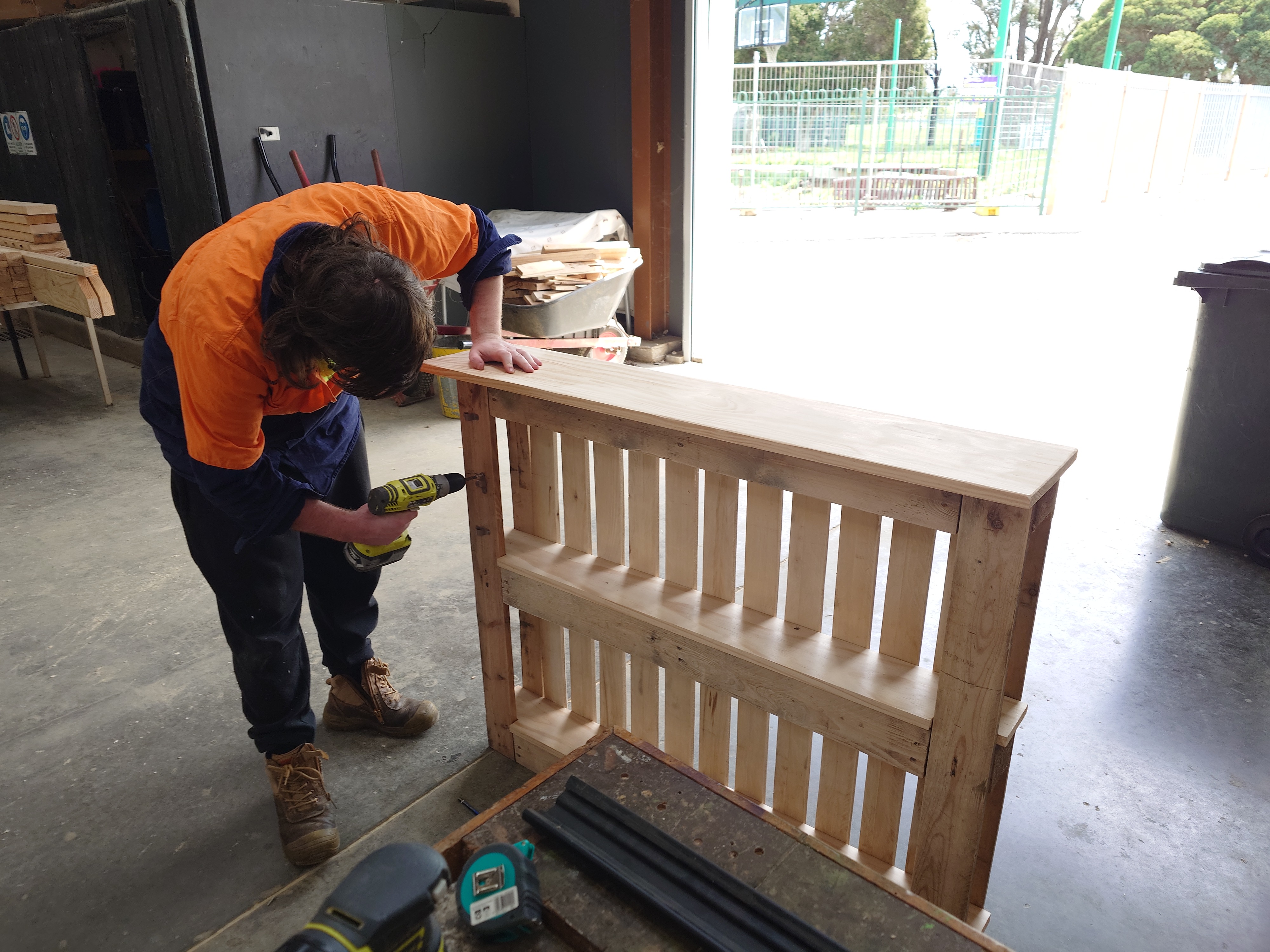 Student doing woodwork